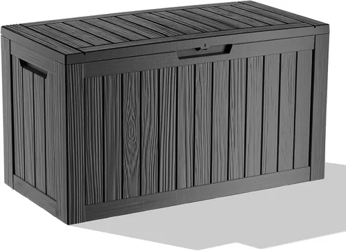 Miniatura 35 de Caja de almacenamiento impermeable para exteriores de 180 galones, caja de resina resistente a los rayos UV con varilla hidráulica para mayor 2-Gris