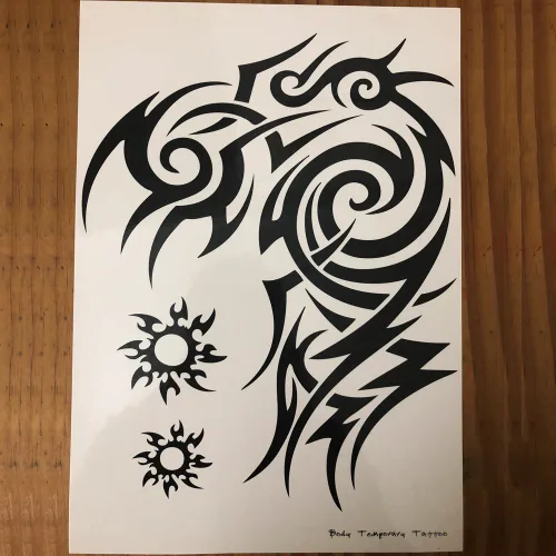 Miniatura 4 de Tatuajes temporales grandes negros, calcomanía de tatuaje de tótem tribal grande para hombres y mujeres, maquillaje de arte corporal, tatuaje falso