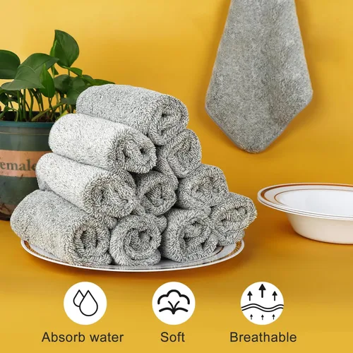 Miniatura 8 de Paños de Tela de Cocina para Platos (Paquete de 12), Paños de Cocina Premium, Paño de Limpieza de Microfibra Súper Absorbente, Antiadherente al Gris
