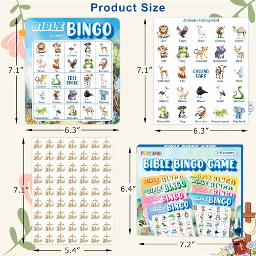 Miniatura 3 de Fancy Land Juego de bingo bíblico para vacaciones, escuela bíblica, juego de tarjetas de bingo religiosas para niños, iglesia dominical cristiana