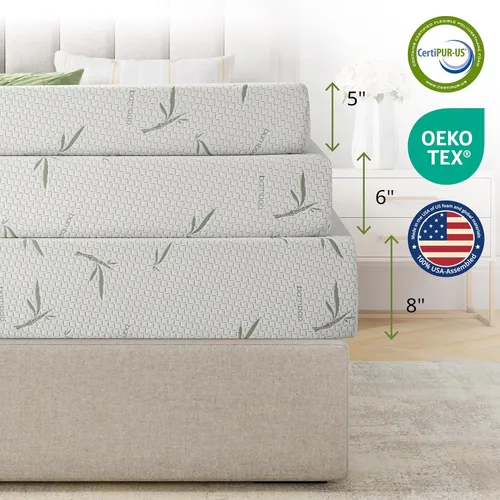 Miniatura 7 de EGOHOME Colchón individual de 5 pulgadas, espuma viscoelástica de gel de té verde refrescante para aliviar la presión, soporte firme medio, sin