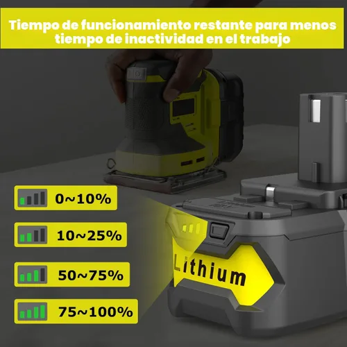 Miniatura 4 de Powilling Paquete de 2 baterías P108 mejoradas de 8.0Ah para batería Ryobi de 18 V, baterías de 18 voltios para herramientas inalámbricas Ryobi One