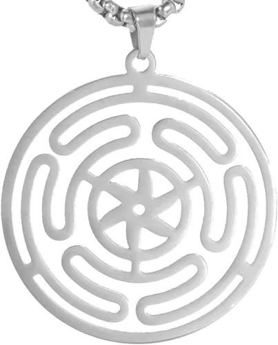 Miniatura 5 de Hekate - Collar de rueda de Diosa Hekate, collar con dije de hekate Strophalos, collar con símbolo de Hécate, acero inoxidable, rueda de Hécate