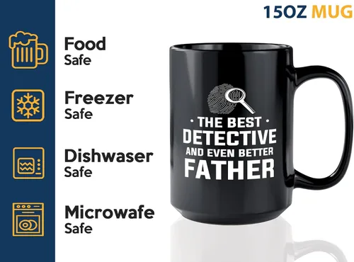 Miniatura 4 de Taza de café detective de 15 onzas, color negro, el mejor detective, policía, patrulla, policía, policía, policía, policía, policía, policía, jefe