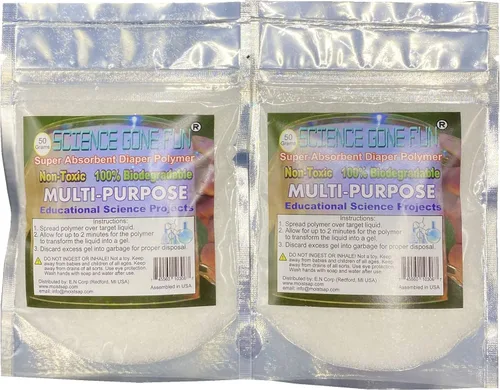 Dos bolsas de 1.76 oz de poliacrilato de sodio superabsorbente para pañales, polímero total de 3.53 oz