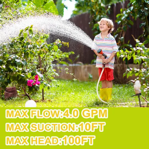 Miniatura 2 de Bomba de agua de diafragma autocebante de 110 V CA, 4.0 GPM, 50 PSI, elevación de succión de 10 pies, cabezal máximo de 100 pies, interruptor
