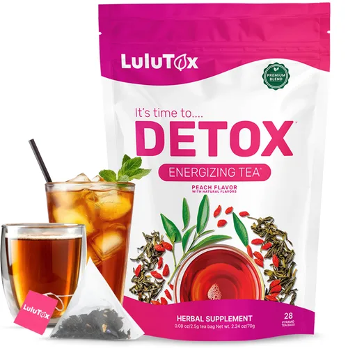 LULUTOX Té Detox - Mezcla de hierbas con diente de león, ginseng y jengibre, soporta un peso saludable, salud digestiva, vegano, totalmente natural,