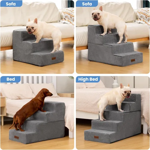 Miniatura 6 de Aodisman Escaleras para perros pequeños, escaleras antideslizantes de 3 escalones para mascotas para sofá, sillón y silla, escaleras para cama