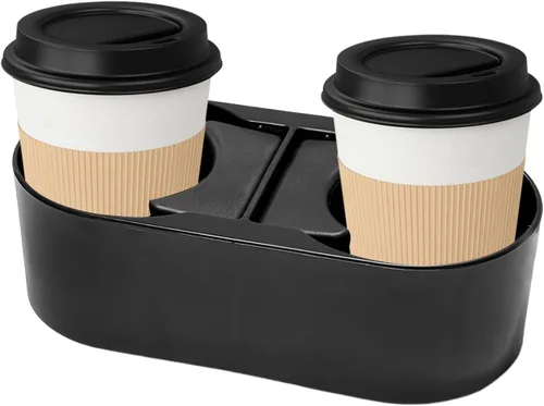 Miniatura 7 de Portavasos para automóvil, soporte doble para bebidas, organizador de consola central multifuncional, 3 x 7 x 2 pulgadas, organizador de bebidas