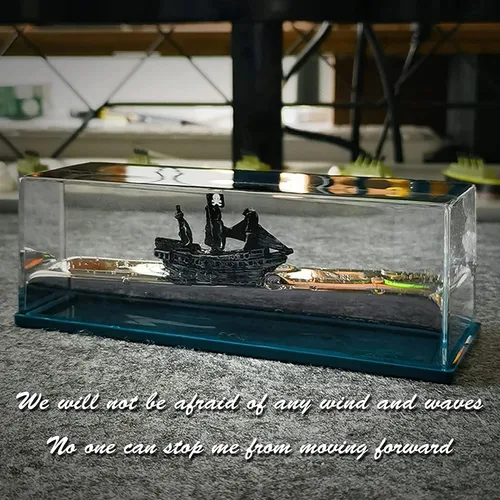 Miniatura 6 de Honsheng Juguete simulador de pirata de perla negra insundable, bote ondulado en una caja, adorno de decoración de barco fluido de crucero de onda