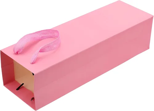 Miniatura 5 de SEUNMUK Paquete de 30 bolsas de regalo para botellas de vino rosa, 13.8 x 4.3 x 3.5 pulgadas, papel fuerte grueso de 250 GSM con asas para fiestas
