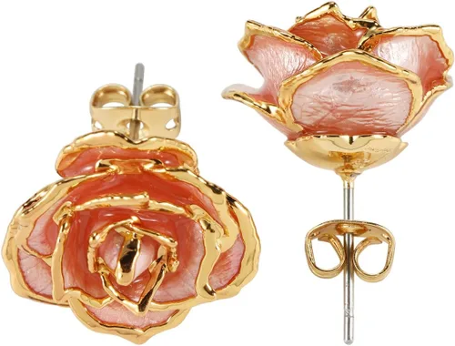 Miniatura 20 de Aretes de rosa chapados en oro para mujer, aretes de rosa de moda, el mejor regalo para esposa, madre en el día de San Valentín, aniversario