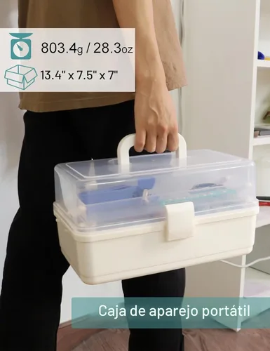 Miniatura 3 de Avlcoaky Caja de aparejos grande de 3 capas Caja de almacenamiento portátil de plástico Organizador de caja de aparejos de pesca Caja de aparejos