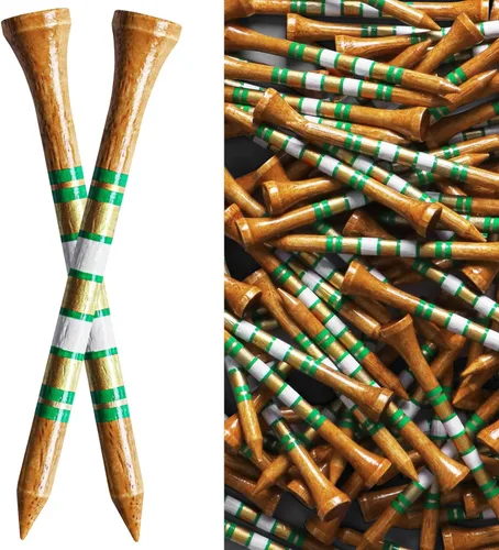FINGER TEN - Tees de golf de madera para hombres, 1 1/2, 2 3/4, 3 1/4 pulgadas, abedul occidental, paquete de 100, reduce la fricción, base alta y