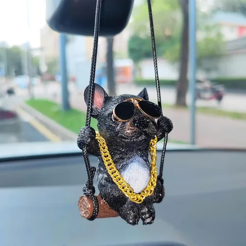Miniatura 7 de Adorno colgante de coche con diseño de perro oscilante, lindo encanto de bulldog para decorar el auto para mujeres/hombres, pequeños regalos