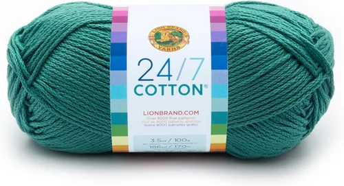 Miniatura 71 de Lion Brand Yarn, Hilo ligero mercerizado de algodón 24/7 para tejer, ganchillo y manualidades, Almirante, 1 paquete, 185 yardas de fibra natural