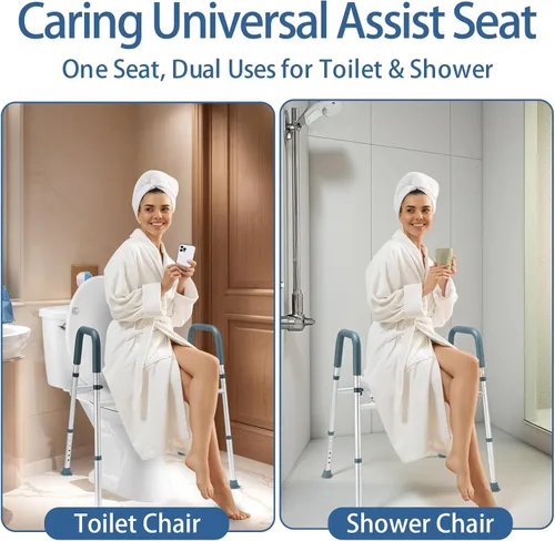 Miniatura 8 de Asiento de inodoro elevado con asas, elevador de asiento de inodoro elegible para personas mayores con altura y ancho ajustables, asiento de inodoro