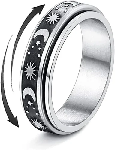 COLORFUL BLING Anillo de acero inoxidable con diseño de personalidad elegante para mujeres y hombres