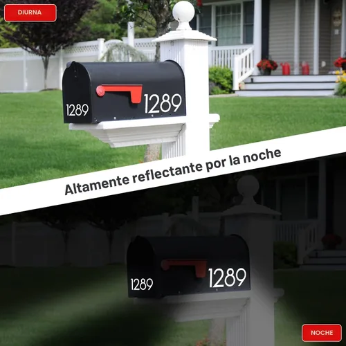 Miniatura 2 de 2 pulgadas Números reflectantes de buzón para exterior, 5 juegos de pegatinas numeradas con lengüetas adhesivas para fácil colocación y despegado