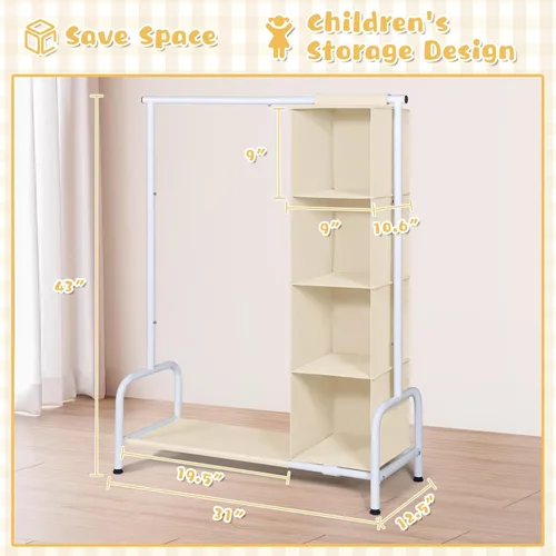 Miniatura 3 de Univivi Perchero para Ropa de Niños con Organizador Colgante, Almacenamiento de Vestidor Infantil para Colgar Ropa, Armario Guardarropa para Niños