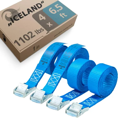 Miniatura 12 de valonic Islandia - Correas cortas de amarre - Paquete de 4, 1.6 pies x 1 pulgada, 1100 libras, certificado por TÜV Rheinl, almohadilla