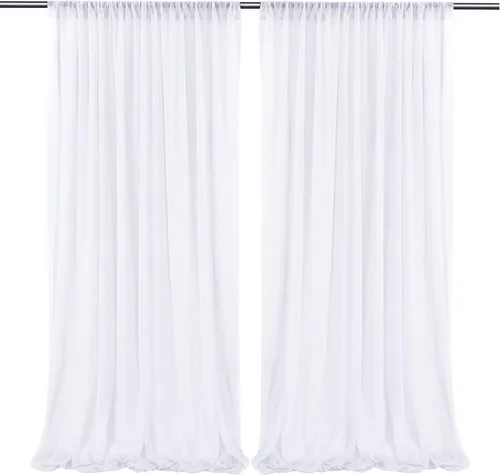 Miniatura 15 de Cortinas de fondo azul bebé de 10 pies x 10 pies, tela de gasa chiffon transparente sin arrugas, tela de fondo fotográfico drapeada para arco