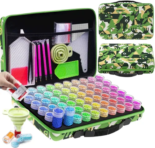 Miniatura 34 de ARTDOT Contenedor de almacenamiento de 30 ranuras para kits de arte de diamantes para adultos, cajas de almacenamiento portátiles de cuentas