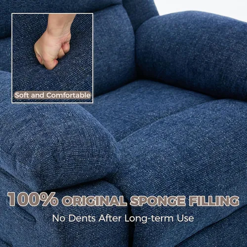 Miniatura 6 de Silla reclinable de masaje de gran tamaño para adultos, sillas reclinables giratorias de 360°, sofá individual con masaje por vibración