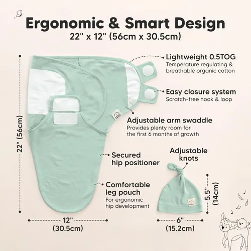 Miniatura 2 de KeaBabies Paquete de 3 mantas envolventes para recién nacidos, niñas, niños con gorros - Sacos de dormir suaves y orgánicos para bebés, juego