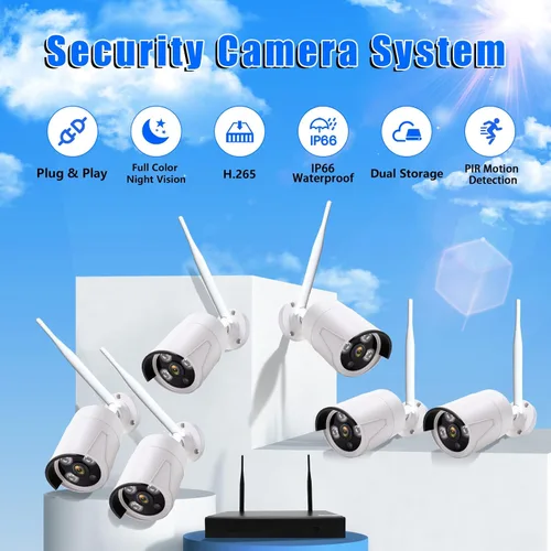 Miniatura 9 de Sistema de cámara de seguridad inalámbrica de 3 MP: 6 cámaras bala Wi-Fi + NVR de 10 canales, visión nocturna IR de 49.2 ft, IP66 resistente a