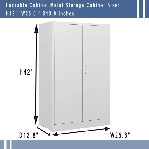 Miniatura 2 de Gabinete de almacenamiento de metal con cerradura, armario de almacenamiento de metal con bloqueo de 42 pulgadas con 2 estantes ajustables, gabinete