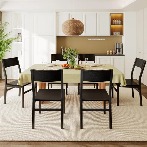 Juego de 6 sillas de comedor Feonase, sillas modernas de cocina con respaldo ergonómico, tablero de MDF y patas de metal, sillas de cena para Negro