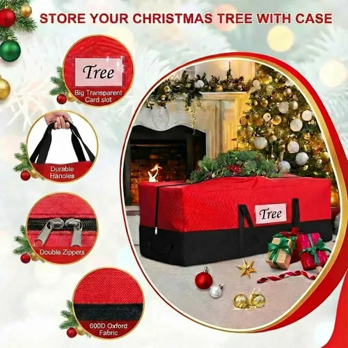 Miniatura 5 de PLTCAT Bolsa de almacenamiento para árbol de Navidad se adapta a árboles artificiales de hasta 10 pies de altura - Caja de almacenamiento para Rojo
