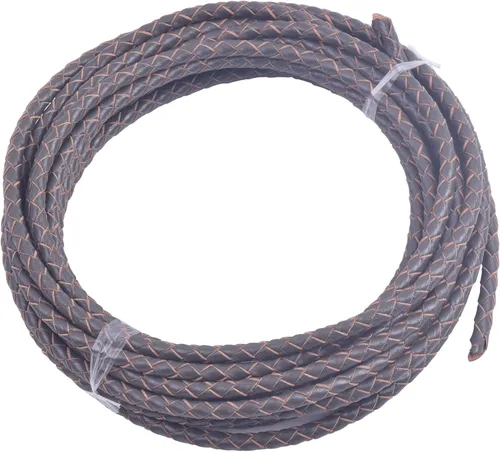 Miniatura 7 de KONMAY 2 yardas 8.0mm Cordón redondo de cuero trenzado auténtico marrón antiguo para corbata de bolo