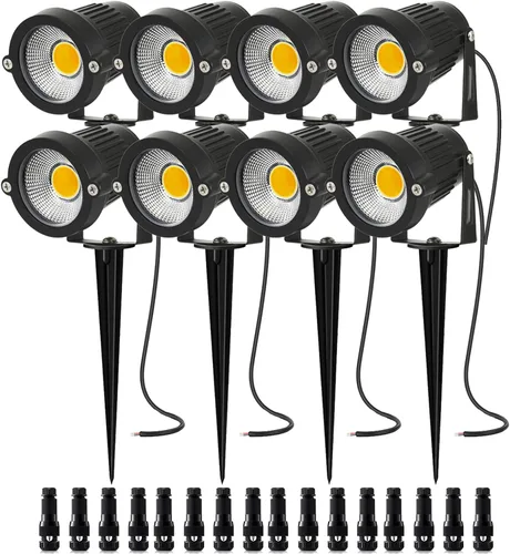 Miniatura 9 de 1 paquete de luces LED de bajo voltaje para paisaje, 5 W, iluminación de paisaje con conectores CA/CC 12 V-24 V, foco para exteriores, IP66