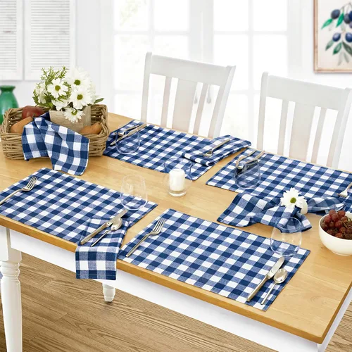 Miniatura 36 de Home Bargains Plus Country Rustic Buffalo - Juego de 4 manteles individuales de algodón a cuadros, color negro, a cuadros, de fácil cuidado