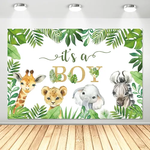 Decoraciones de telón de fondo de safari para baby shower, temática de animales de la selva, suministros de pancarta de fondo para bebé, temática de