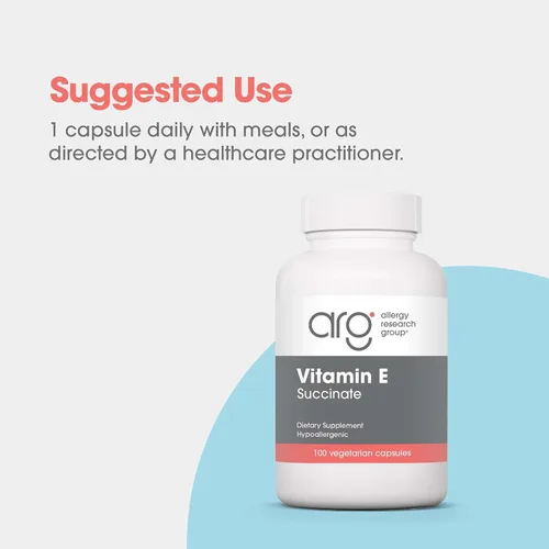 Miniatura 6 de Allergy Research Group Succinato de Vitamina E 400 Iu 100 Cápsulas Vegetales