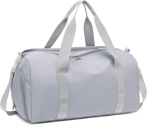 Miniatura 9 de Bolsa de viaje deportiva para gimnasio para hombres y mujeres con compartimento para zapatos, bolsillo húmedo, Gris (Pure Grey), Bolsa de gimnasio