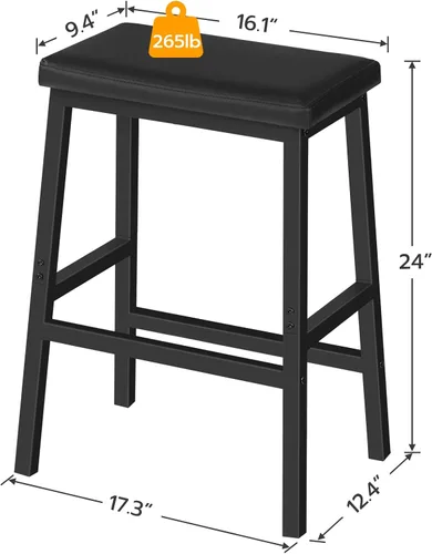 Miniatura 3 de HOOBRO Taburetes de bar, juego de 2 sillas de bar, taburetes de bar de altura de mostrador, taburetes de bar de 24 pulgadas para encimera de cocina