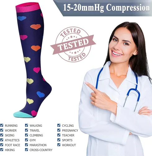 Miniatura 6 de QUXIANG Calcetines de compresión de cobre para mujeres y hombres de circulación 8 pares Lo mejor para correr y ciclismo atlético 15-20 mmHg Cobre