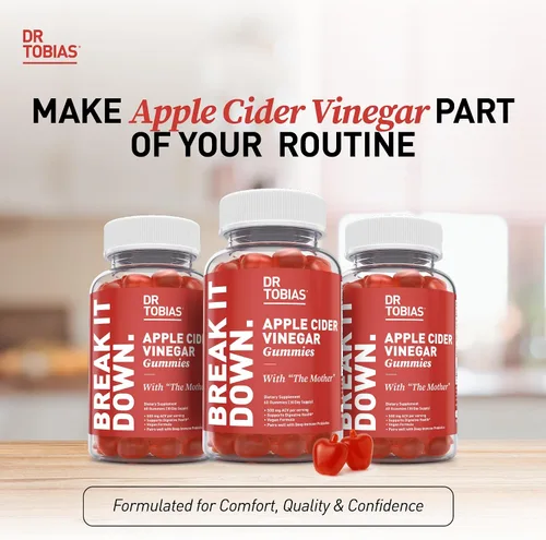Miniatura 9 de Dr. Tobias Gomitas de vinagre de sidra de manzana con la madre, 500 mg de ACV por porción, más folato, B6, B12 y yodo Apoya la limpieza intestinal