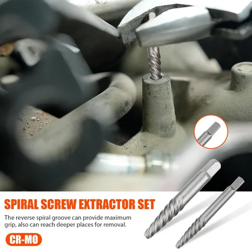 Miniatura 6 de Coobeast - Juego de 26 extractores de pernos y brocas izquierdas, extractor fácil para tornillo con juego de extractor de brocas inversas