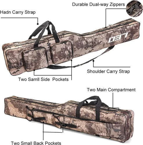 Miniatura 4 de LEOFISHING Bolsa de almacenamiento de aparejos de pesca, organizador portátil de caña y carrete de 51.2 in/4.27 pies, bolsa de cubierta de pesca