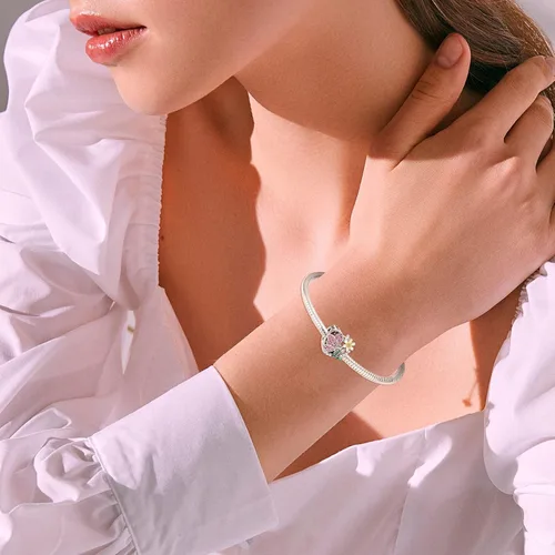 Miniatura 8 de NINGAN Dijes de piedra natal de marzo + marzo - Dije de nacimiento de narciso y mariposa para pulsera