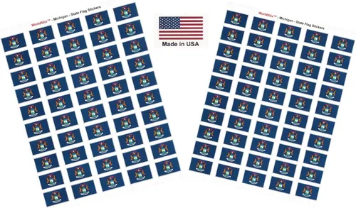 Miniatura 77 de 100 calcomanías de la bandera de Alaska; 1.5" x 1" hechas en Estados Unidos, calcomanías autoadhesivas de la bandera del estado para álbumes
