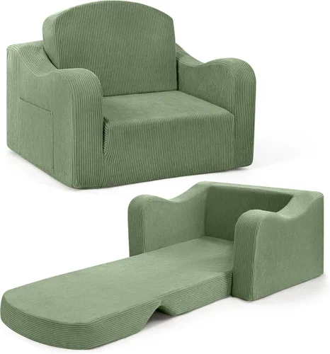 Miniatura 15 de aodisman Silla y sofá grueso y cómodo para niños, sofá plegable de felpa suave 2 en 1 para niños, sofá convertible a tumbona para niños pequeños