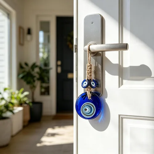 Miniatura 6 de Amuleto grande de cristal de 3 pulgadas con diseño de mandala de ojo turco con cuentas de Nazar para el hogar, adorno colgante de pared para árbol