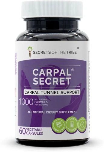 Secrets of the Tribe - Secreto carpiano, soporte del túnel carpiano, mezcla de suplementos herbales (60 cápsulas)