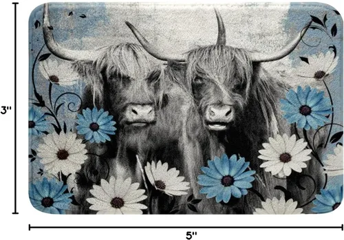 Miniatura 2 de Highland - Alfombra de baño de vaca para regalo de vaqueros, alfombra de baño de granja occidental de 20 x 32 pulgadas, tapete de baño de animales